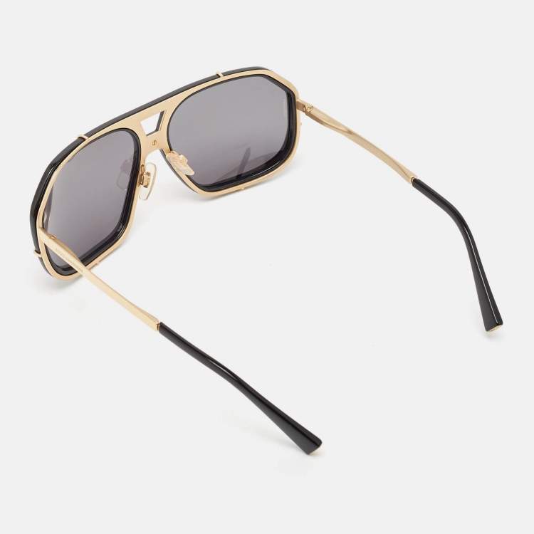 Pre Owned Dolce & Gabbana Black/Gold DG2167 Aviator Polarized Sunglasses