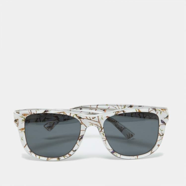 Pre Owned Dolce & Gabbana White Bird Print/Grey DG4284 Wayfarer Sunglasses