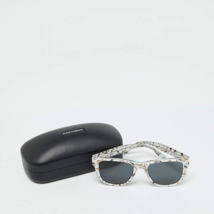 Pre Owned Dolce & Gabbana White Bird Print/Grey DG4284 Wayfarer Sunglasses