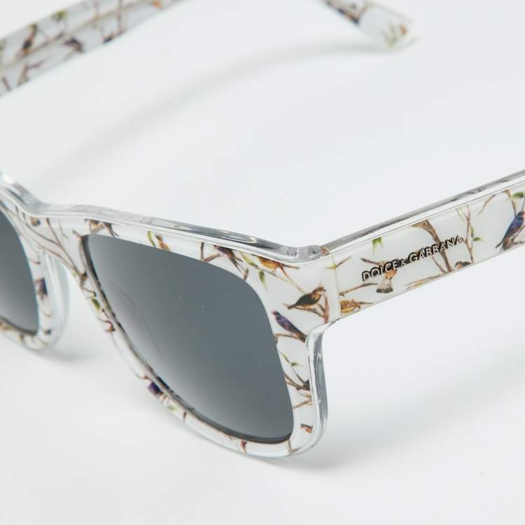 Pre Owned Dolce & Gabbana White Bird Print/Grey DG4284 Wayfarer Sunglasses
