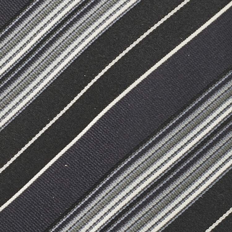 Pre Owned Dolce & Gabbana Black Diagonal Striped Silk Tie