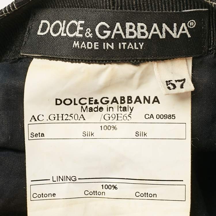 Pre Owned Dolce & Gabbana Black Patterned Silk Flat Cap Size 57