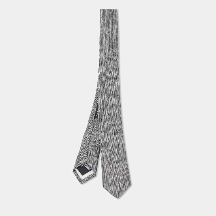 Pre Owned Dolce & Gabbana Grey Patterned Silk Skinny Tie 