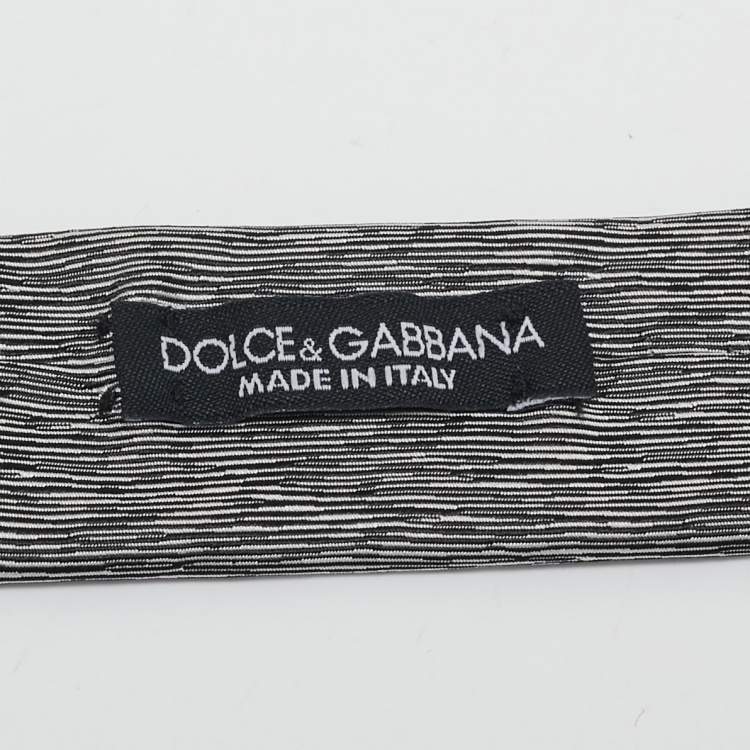 Pre Owned Dolce & Gabbana Grey Patterned Silk Skinny Tie 