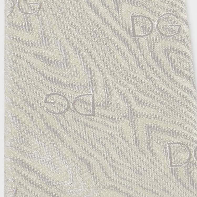 Pre Owned Dolce & Gabbana Grey Patterned Silk Tie 
