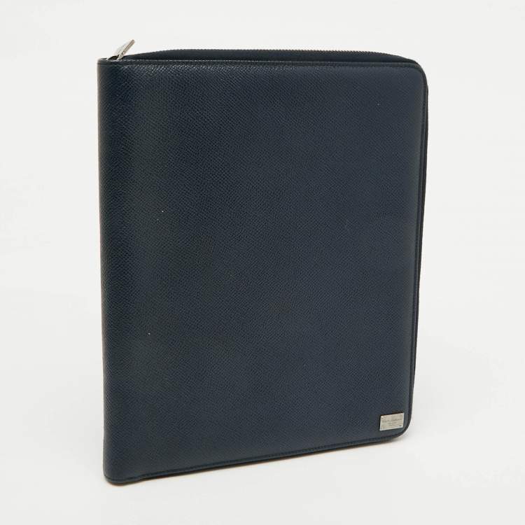 Pre Owned Dolce & Gabbana Navy Blue Leather Business Organizer