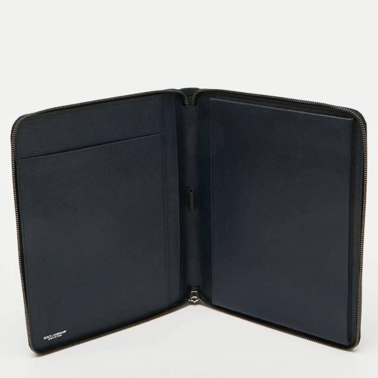 Pre Owned Dolce & Gabbana Navy Blue Leather Business Organizer
