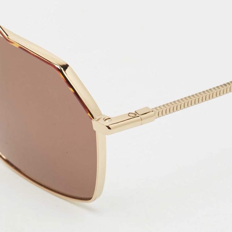 Pre Owned Dolce & Gabbana Gold/Brown DG2250 Aviators Sunglasses