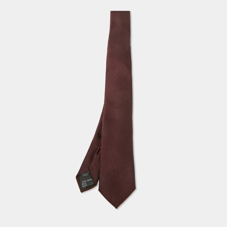 Pre Owned Dolce & Gabbana Burgundy Silk Skinny Tie