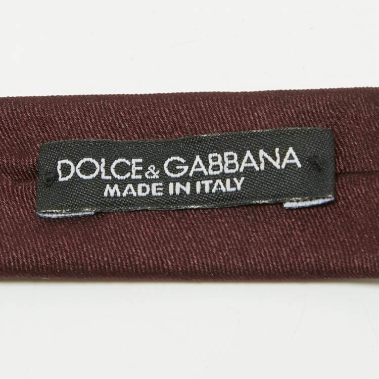 Pre Owned Dolce & Gabbana Burgundy Silk Skinny Tie