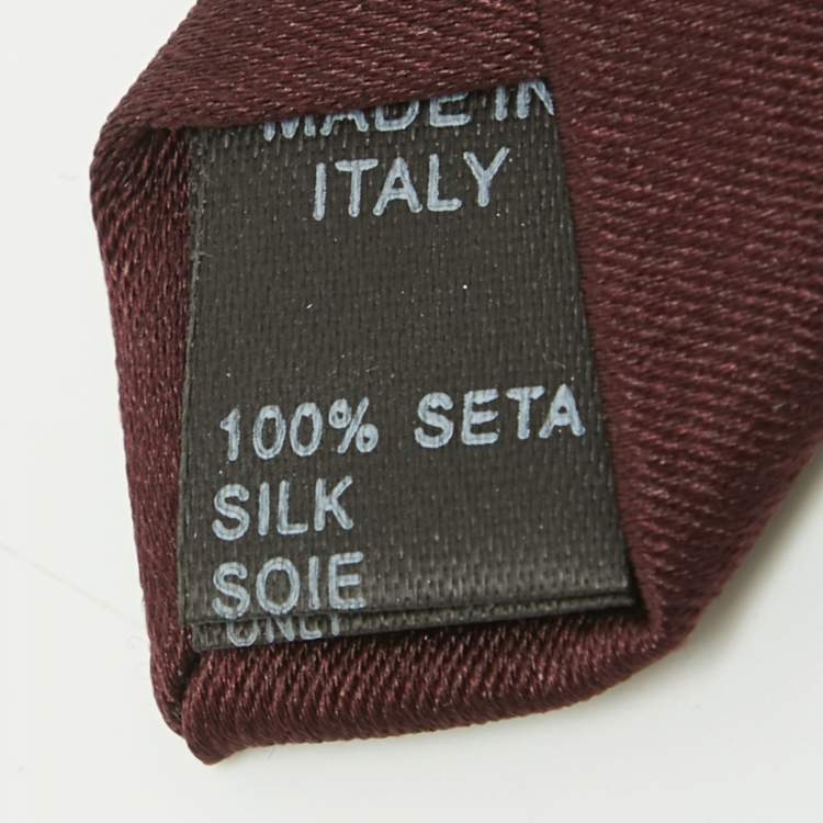 Pre Owned Dolce & Gabbana Burgundy Silk Skinny Tie