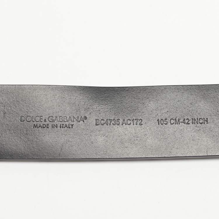 Pre Owned Dolce & Gabbana Black Leather Studded DG Buckle Belt 105CM