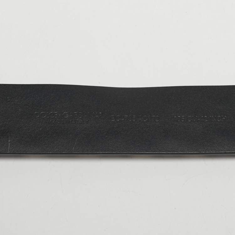 Pre Owned Dolce & Gabbana Black Leather Studded DG Buckle Belt 105CM