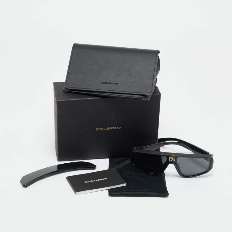 Pre Owned نظارة شمسية دولتشي أند غابانا شيلد DG6177 سوداء