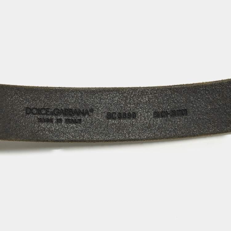 مملوكة مسبقًا Dolce & Gabbana Logo Plaque 90 CM Buckle Belt Black Leather