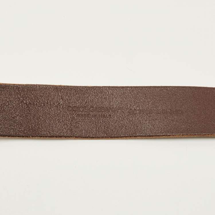 Pre Owned حزام دولتشي أند غابانا جلد أسود بلوحة بالشعار 95 سم