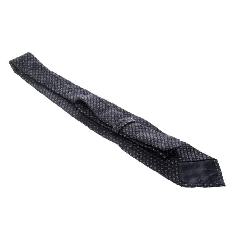 Pre Owned Dolce & Gabbana Black Patterned Silk Jacquard Traditional Tie