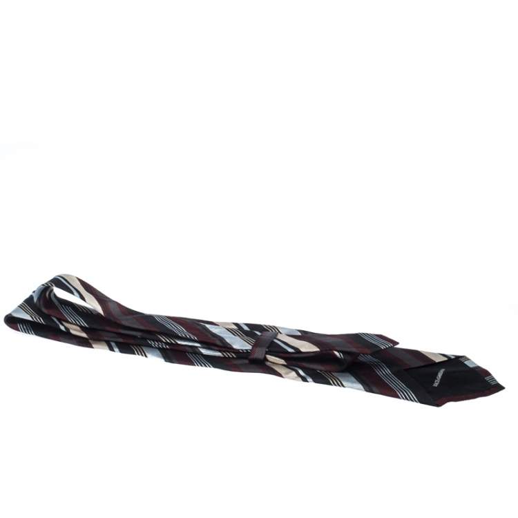 Pre Owned Dolce & Gabbana Multicolor Diagonal Striped Pattern Silk Jacquard Traditional Tie