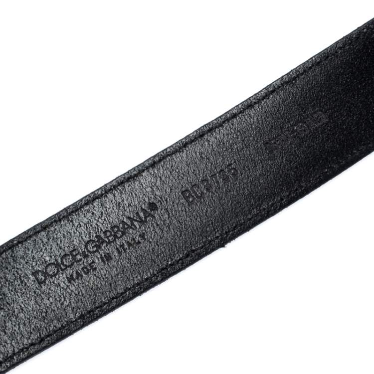 Pre Owned Dolce & Gabbana Black Leather Logo Belt Size 95CM