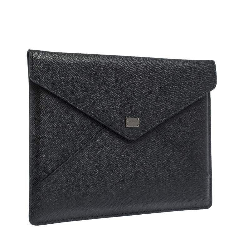 Pre Owned Dolce & Gabbana Black Leather iPad Envelope Case