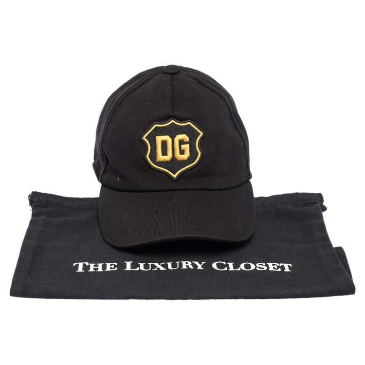 مملوكة مسبقًا Dolce & Gabbana Black DG Crest Cotton Jersey Baseball Cap