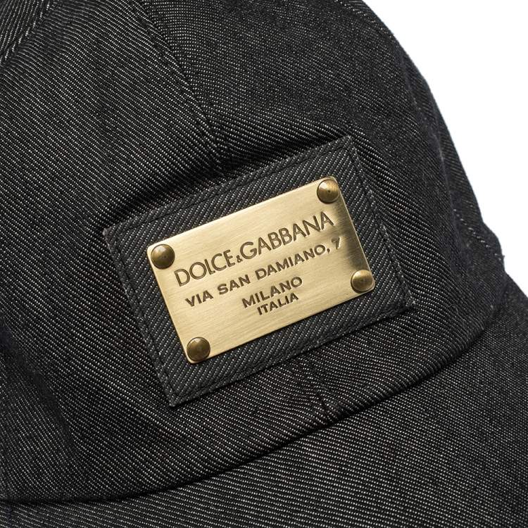 Pre Owned Dolce & Gabbana Charcoal Grey Denim Baseball Cap