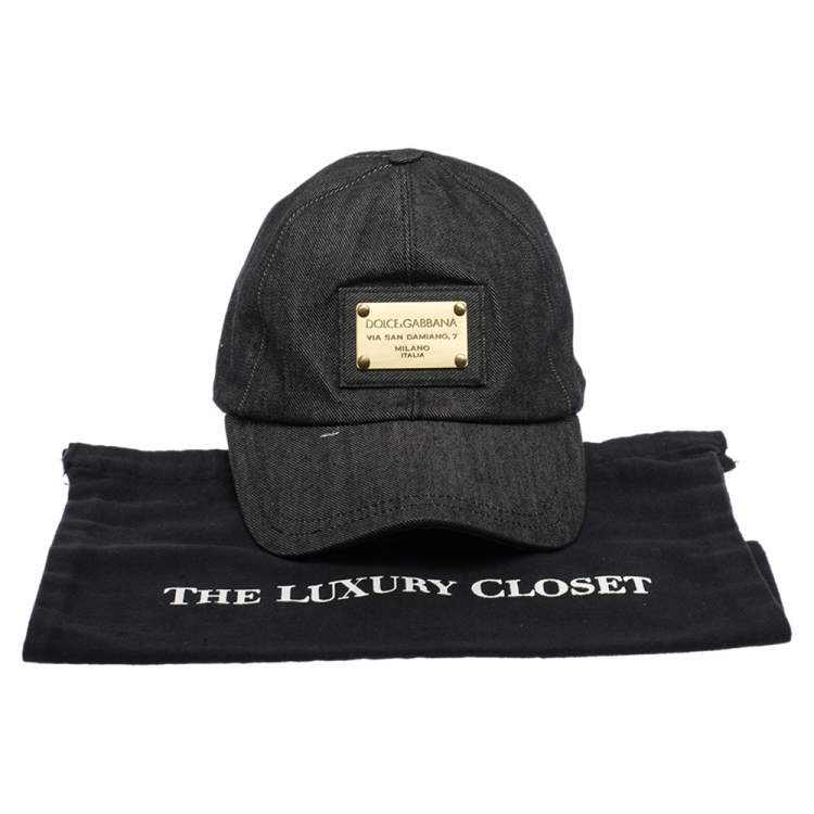 Pre Owned Dolce & Gabbana Charcoal Grey Denim Baseball Cap