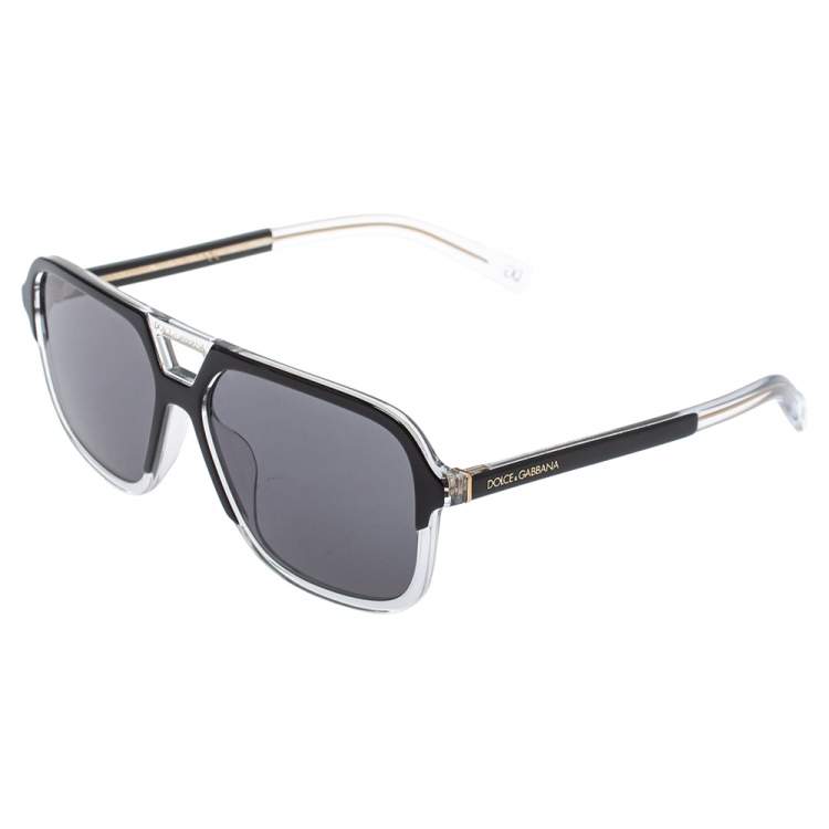 Pre Owned Dolce & Gabbana Black/ Grey Polarised DG 4354 - F Square Sunglasses