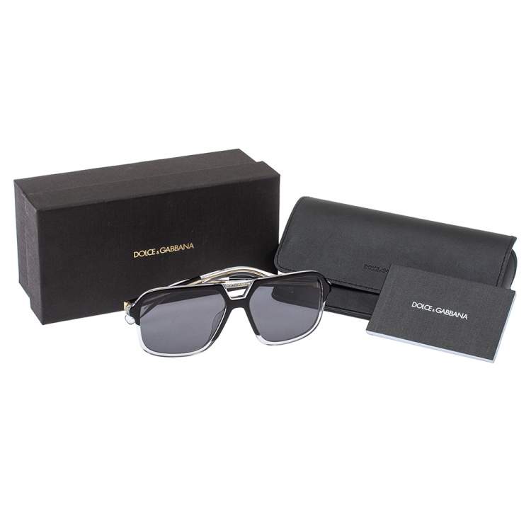 Pre Owned Dolce & Gabbana Black/ Grey Polarised DG 4354 - F Square Sunglasses