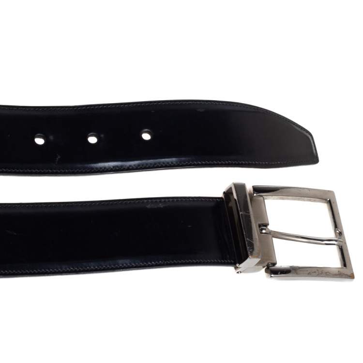 Pre Owned Dolce & Gabbana Black Glossy Leather Classic Belt 90CM
