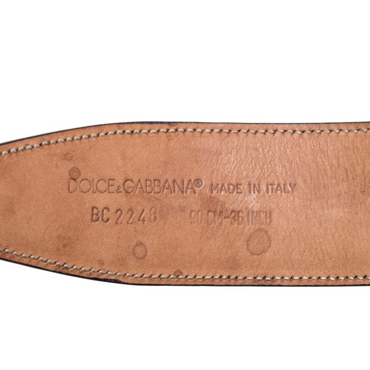 Pre Owned Dolce & Gabbana Black Glossy Leather Classic Belt 90CM