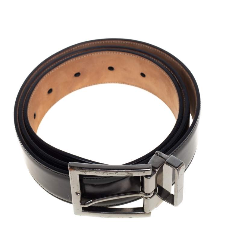 Pre Owned Dolce & Gabbana Black Glossy Leather Classic Belt 90CM