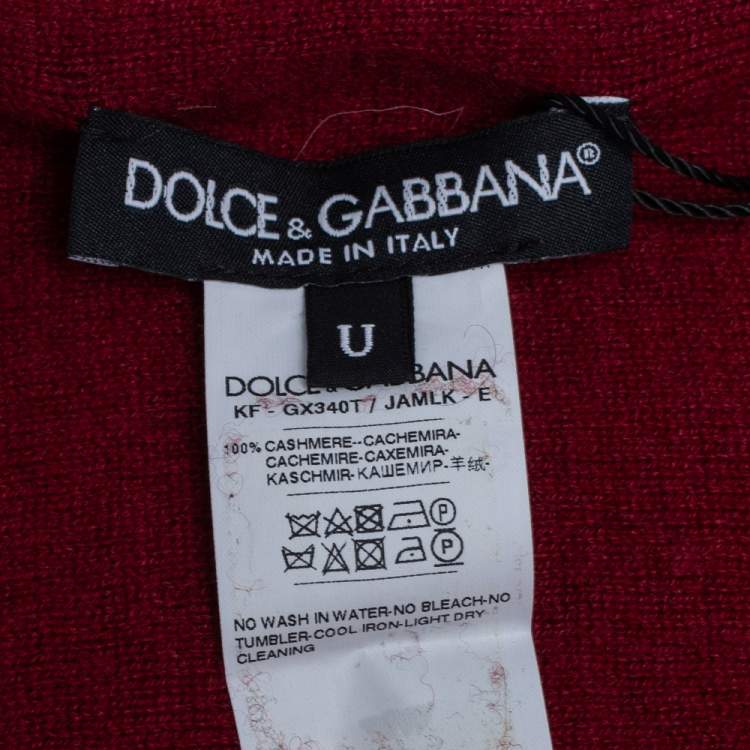 Pre Owned Dolce & Gabbana Bicolor Royal Love Fringed Intarsia Knit Scarf