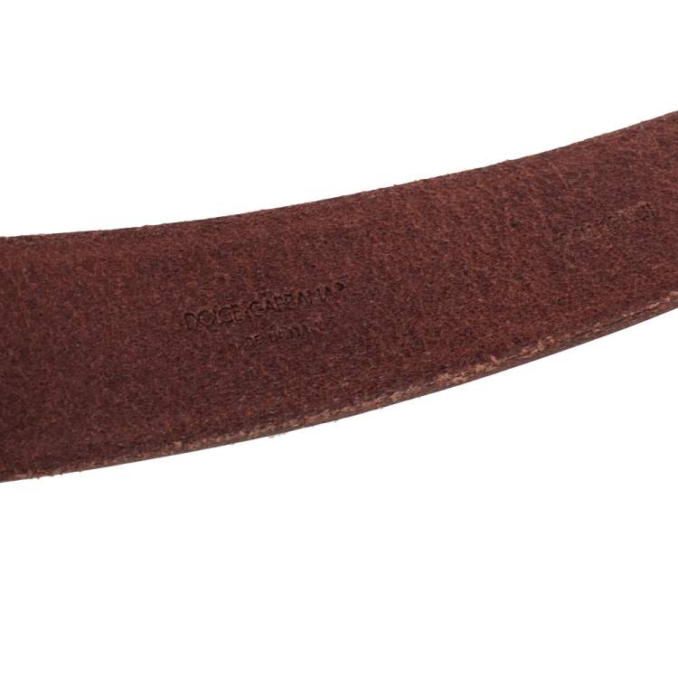 Pre Owned Dolce & Gabbana Brown Leather Buckle Belt 90 CM