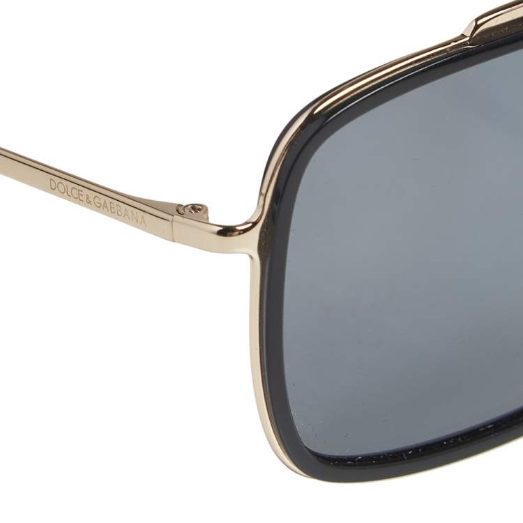 Pre Owned Dolce & Gabbana Black / Grey DG 2220 Pilot Sunglasses