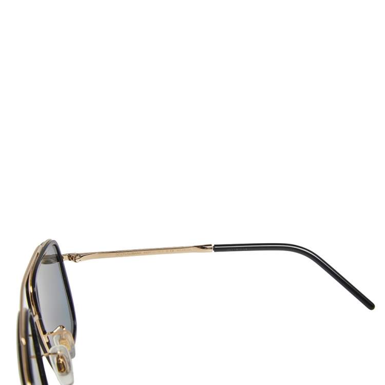 Pre Owned Dolce & Gabbana Black / Grey DG 2220 Pilot Sunglasses