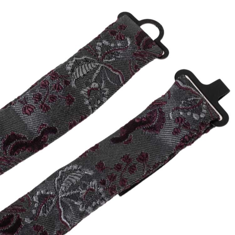 مملوكة مسبقًا Dolce & Gabbana Grey Floral Silk Jacquard Bow Tie