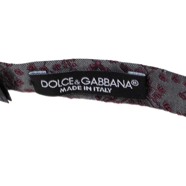 مملوكة مسبقًا Dolce & Gabbana Grey Floral Silk Jacquard Bow Tie