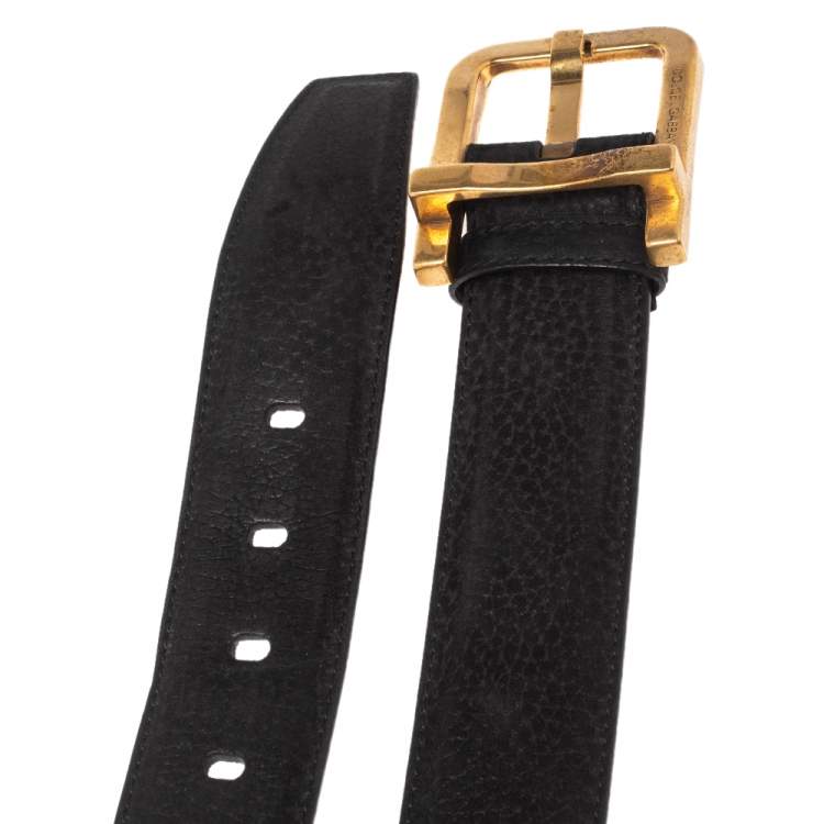 مملوكة مسبقًا Dolce & Gabbana Black Suede Buckle Belt 100CM