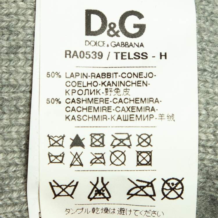 Pre Owned D&G Grey Fur And Cashmere Wrap Scarf