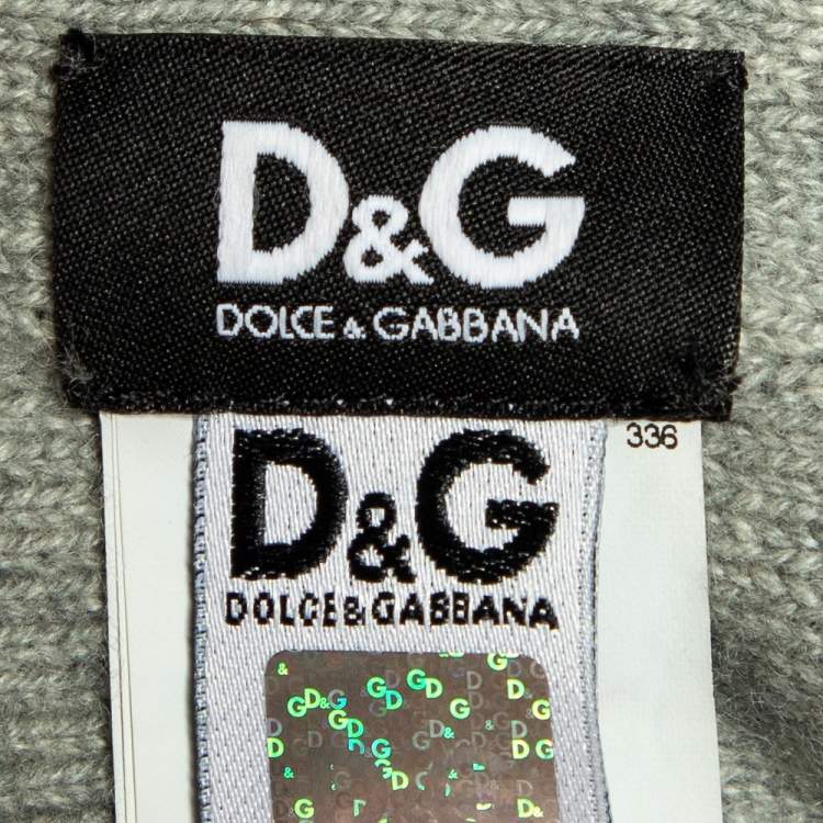 Pre Owned D&G Grey Fur And Cashmere Wrap Scarf