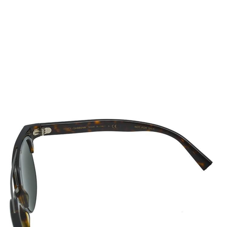 Pre Owned Dolce & Gabbana Brown Havana/ Green DG 4317 Clubmaster Sunglasses