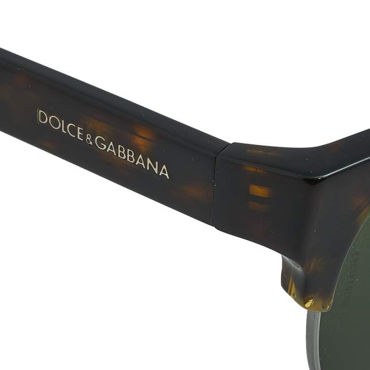 Pre Owned Dolce & Gabbana Brown Havana/ Green DG 4317 Clubmaster Sunglasses