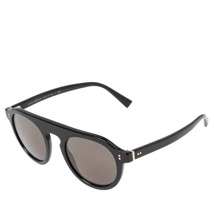 Pre Owned Dolce & Gabbana Black DG4306 Round Sunglasses