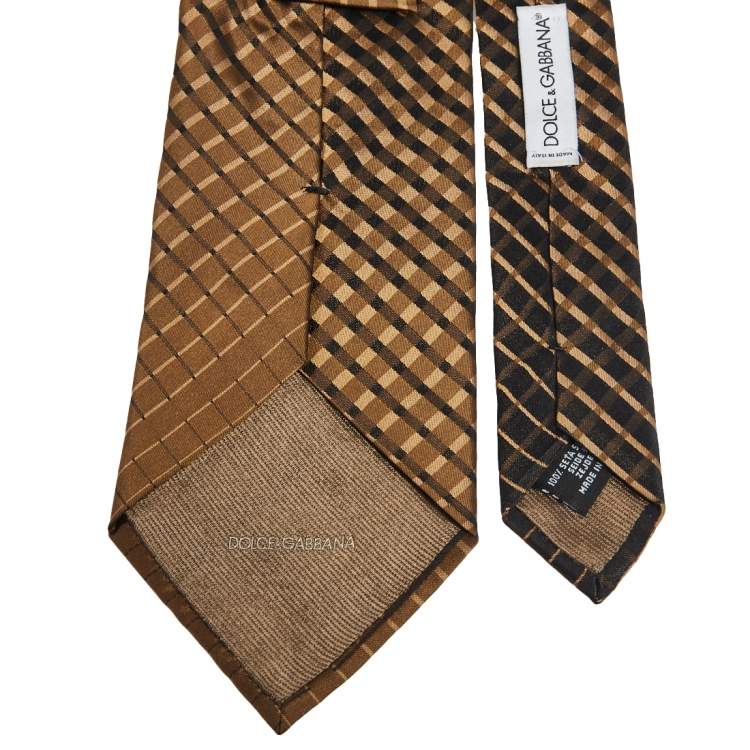 Pre Owned Dolce & Gabbana Brown Silk Jacquard Tie