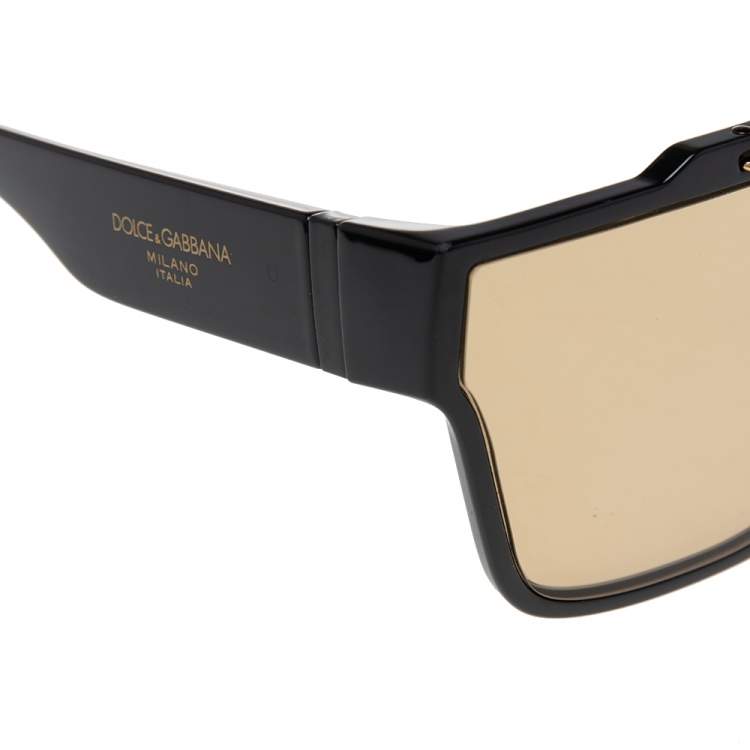 Pre Owned Dolce & Gabbana Black/Gold Mirrored DG-6125 Shield Sunglasses