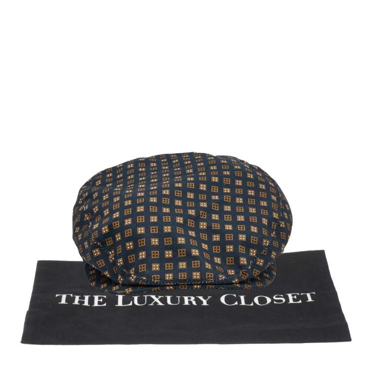 Pre Owned Dolce & Gabbana Blue Cube Motif Print Flat Cap