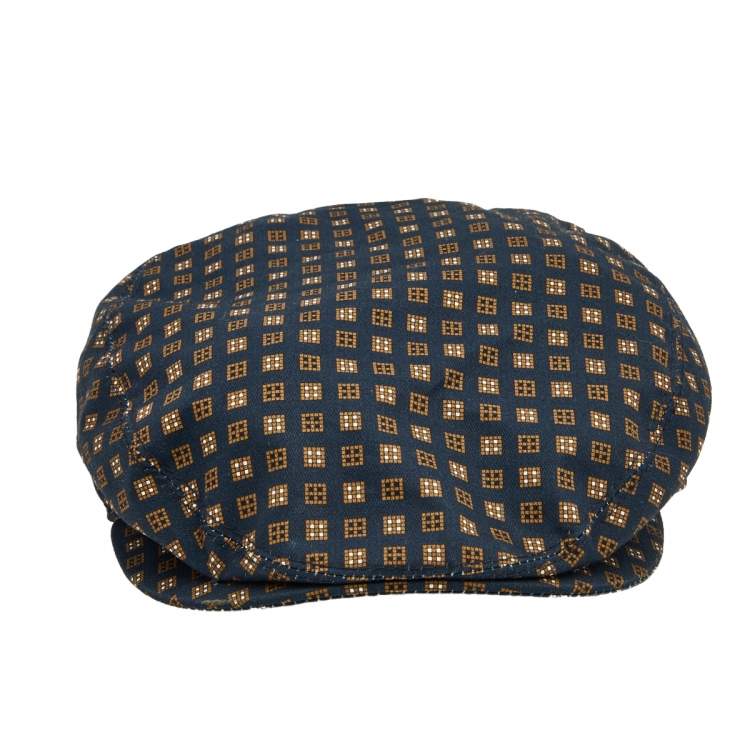 Pre Owned Dolce & Gabbana Blue Cube Motif Print Flat Cap
