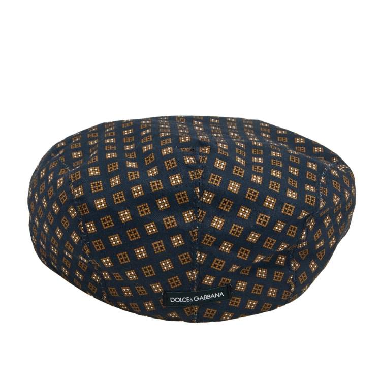 Pre Owned Dolce & Gabbana Blue Cube Motif Print Flat Cap