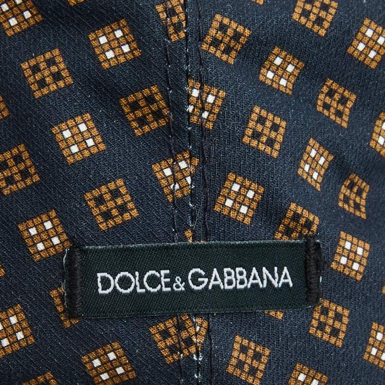 Pre Owned Dolce & Gabbana Blue Cube Motif Print Flat Cap